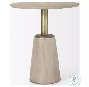 Maxwell Light Brown Wood And Gold Metal 32" Round Bistro Table