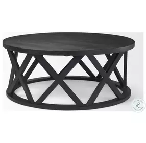 Forsey Black Wood Round Coffee Table