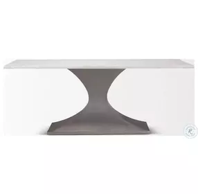 Maxton White Marble And Gunmetal Rectangular Dining Table