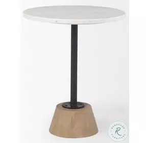 Maxwell White Marble And Light Brown Round Side Table