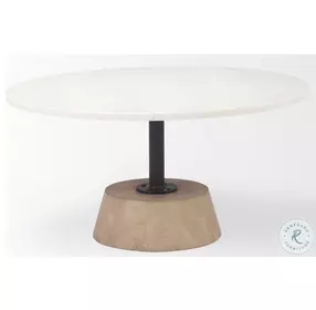 Maxwell White Marble And Light Brown Round Coffee Table