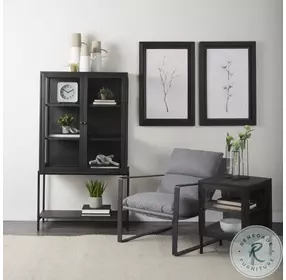 Arelius Dark Brown Wood And Black Metal Side Table