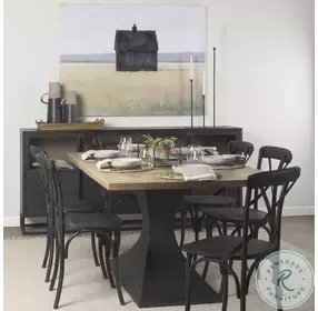 Maxton Light Brown Wood And Dark Gunmetal Iron Rectangular Dining Table