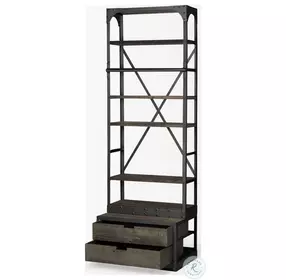 Brodie Brown And Gunmetal Ladder 4 Shelf 31" Shelving Unit