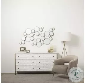 Savannah White Fir Veneer And Gold Metal 6 Drawer Sideboard