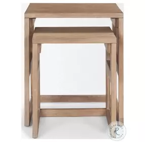 Grier Light Brown Cane Nesting Accent Table Set Of 2