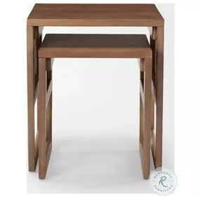 Grier Medium Brown Cane Nesting Accent Table Set Of 2