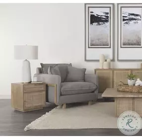 Grier Light Brown Cane Accent Table