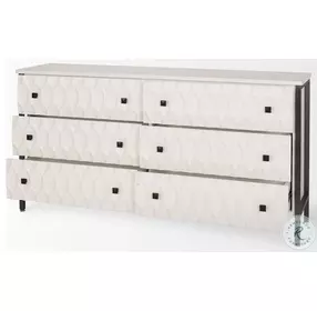 Savannah White Fir Veneer And Gray Metal 6 Drawer Sideboard