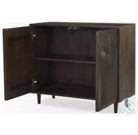 Tucker Dark Brown Wood Carved Arch Pattern 2 Door Cabinet