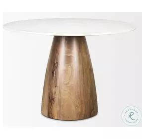 Allyson White Marble And Medium Brown 42" Dining Table