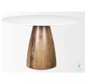 Allyson White Marble And Medium Brown 48" Dining Table