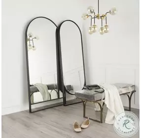 Sadie Black Arch 28" Rounded Floor Mirror