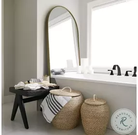 Sadie Gold Arch 36" Rounded Floor Mirror