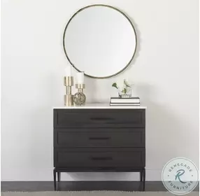 Divina White Marble And Black Metal Accent Cabinet