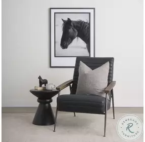 Grosjean Black Leather Accent Chair