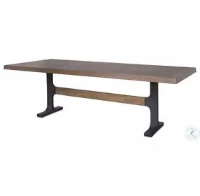 Araxi Dark Brown Solid Wood And Black Metal Rectangular Dining Room Set