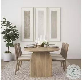 Clara Cream Fabric And Brown Wood Cane Back Dining Side Chair