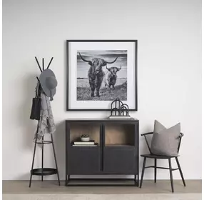 Everett Matte Black 71" Metal Shelves Coat Rack