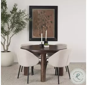 Soma Red Brown Acacia Wood Round Dining Table