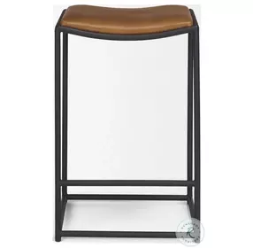 Taniel Brown Leather Counter Height Stool