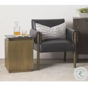 Satima Black Marble And Gold Metal Square Accent Table