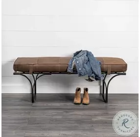 Jessie Brown Leather And Metal Bench
