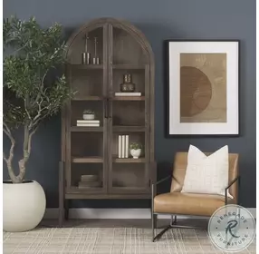 Teva Two Toned Dark w/Light Wood Arched Curio Cabinet