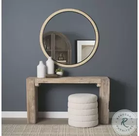 Vasie Black Wood Jute Round Mirror
