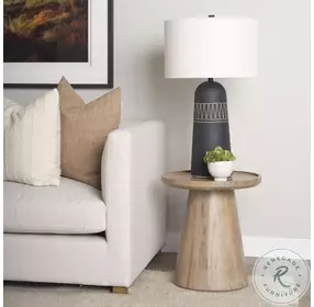 Takoda Light Brown Wood Tapered Drum Accent Table