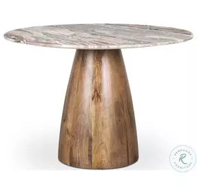 Allyson Pink Marble And Medium Brown 54" Dining Table