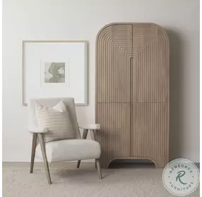 Sorina Light Brown Wood Reverse Fluted Curio Cabinet