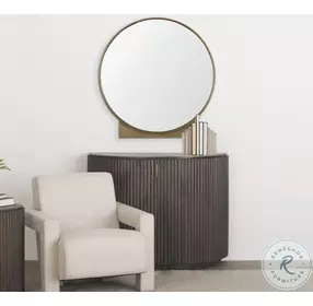 Tillie Brushed Gold Metal Frame Round Wall Mirror