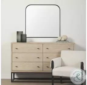 Timon Brushed Black Metal Frame Square Arched Mirror