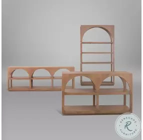 Bela Medium Brown Wood Arched Shelving Unit