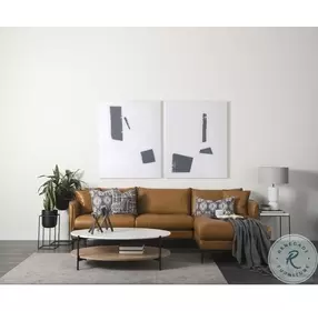 Larkin White Marble And Black Metal Round Coffee Table with Brown Wood Shelf