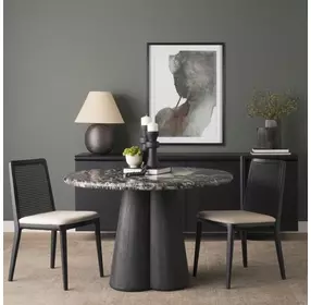 Marilyn Black and White 48" Round Marble Top Dining Table