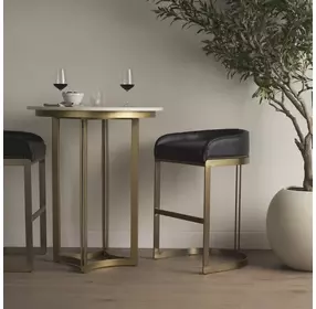 Hollyfield II Black Upholstered Barstool with Nailhead Trim