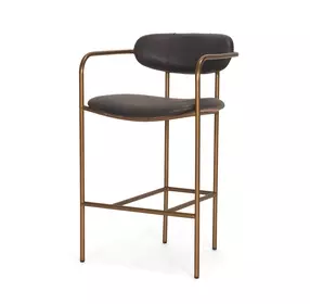 Parker Charcoal Brown Leather Upholstered Counter Height Stool