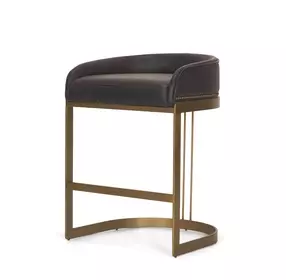 Hollyfield II Charcoal Brown Leather Upholstered Counter Height Stool with Nailhead Trim