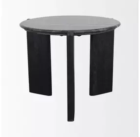 Rumer Black Round Marble Top Side Table