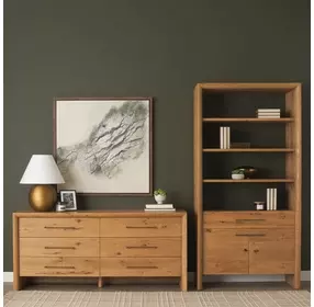 Belford Light Brown 2 Door Open Bookcase