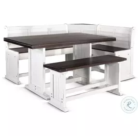 Heritage House White Carriage House 75" Rectangular Counter Height Breakfast Nook Set