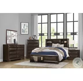Chesky Warm Espresso King Storage Bookcase Bed