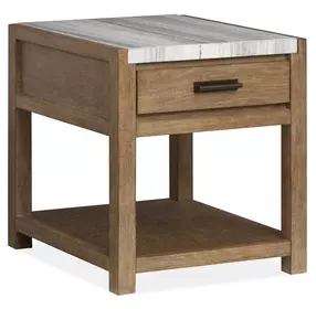 Plum Creek Sierra Brown Rectangular Marble Top End Table