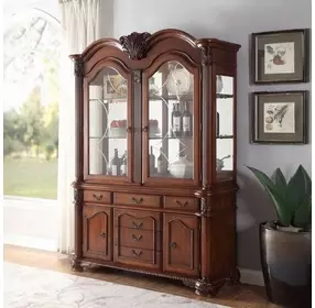 Chateau De Ville Cherry 4 Door Buffet and Hutch with LED