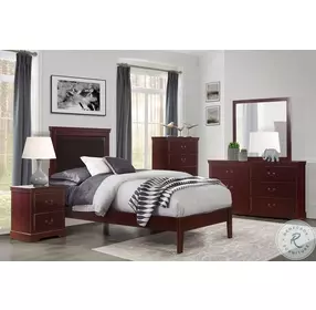 Seabright Cherry Twin Upholstered Panel Bed