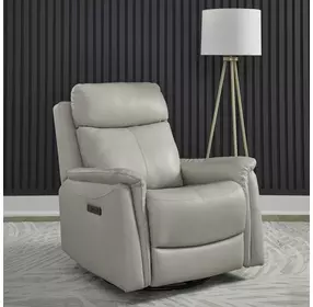 Rowland Aline Pristine Leather Triple Power Swivel Glider Recliner with USB Charging