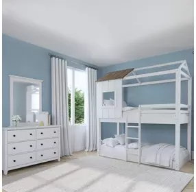 Lodge Cookies and Cream Twin Over Twin Loft Bunk Bed