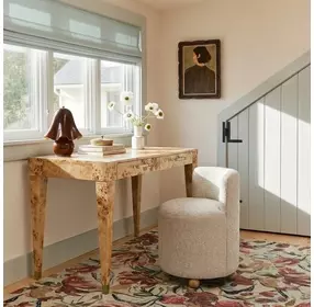 Hakuna Cream Performance Fabric Upholstered Desk Chair